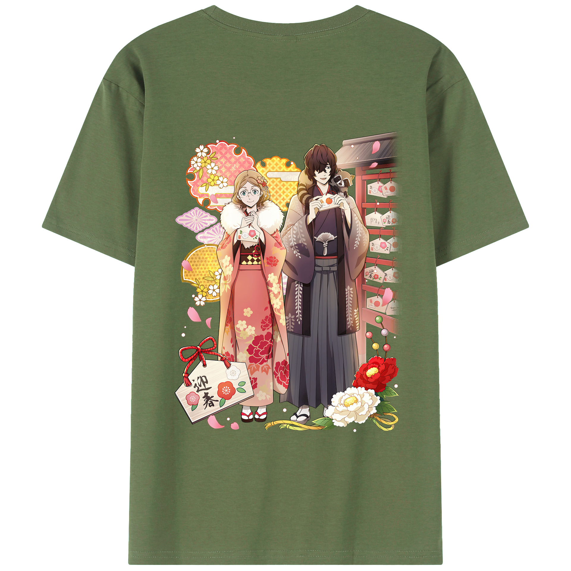 （画像用） 文豪ストレイドッグス Bungo Stray Dogs 綿100％ メンズ半袖Tシャツ（バックプリント） 通気性